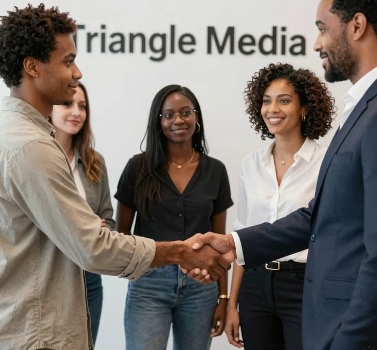 A travel vlogger filming with a professional camera and tripod in front of the Burj Khalifa in Dubai.