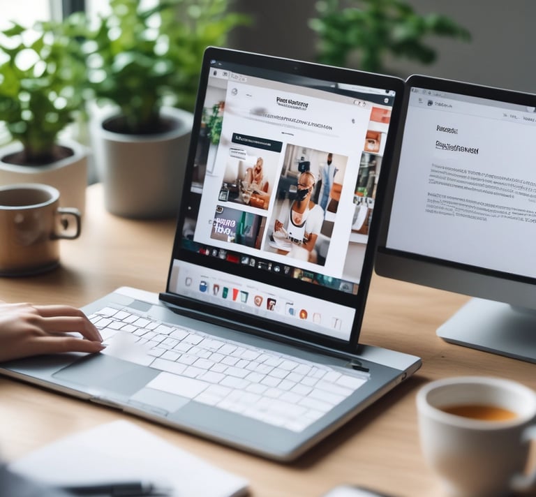 Un teléfono inteligente que muestra un perfil de Instagram con publicaciones atractivas y gráficos