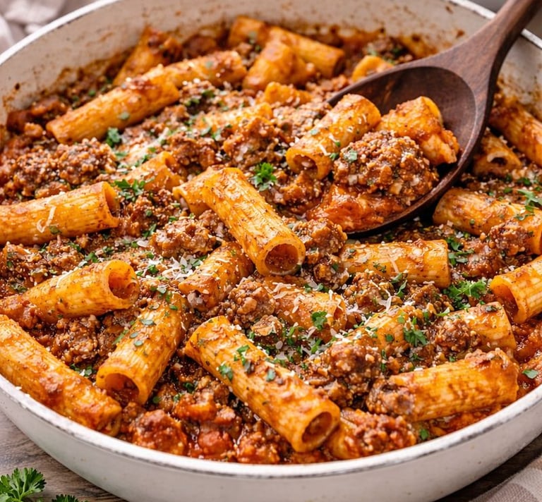 beef mince pasta in bowl