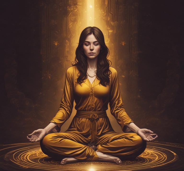 una mujer meditando en meditacion en paz y valor