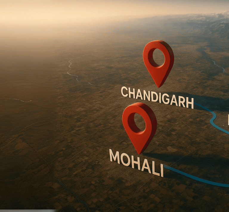 chandigarh mohali panchkula map location pin