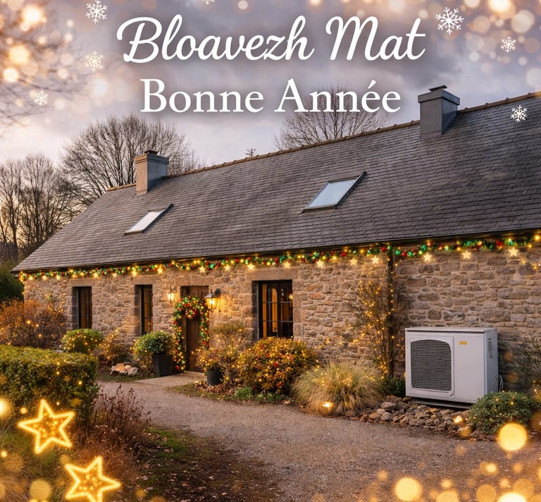 maison en Bretagne longère bretonne avec pompe à chaleur renové