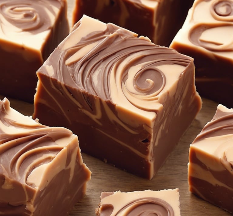 a stack of candy bars sitting on top of a wooden table