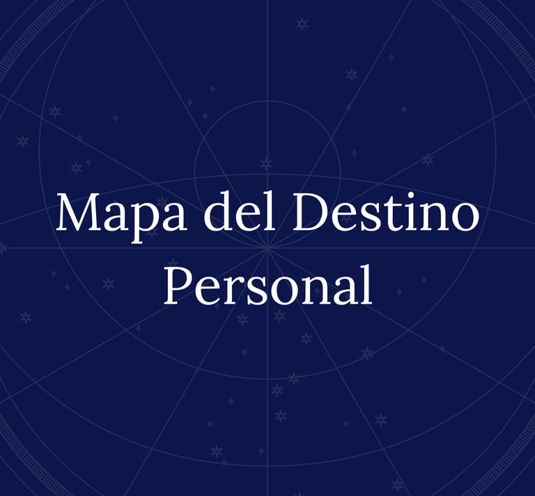 A celestial astrology chart background with the text Mapa del Destino Personal.