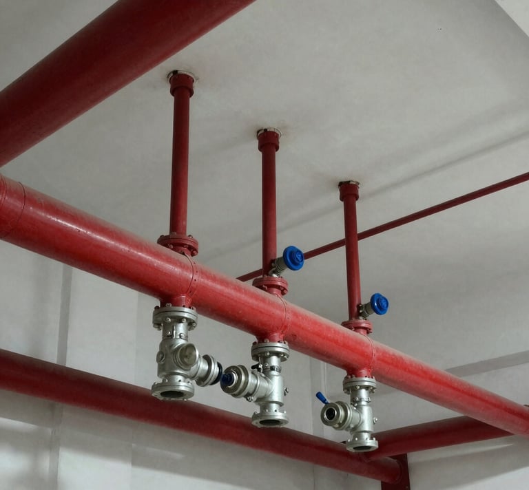 Close-up of sprinkler heads ready to activate in case of fire