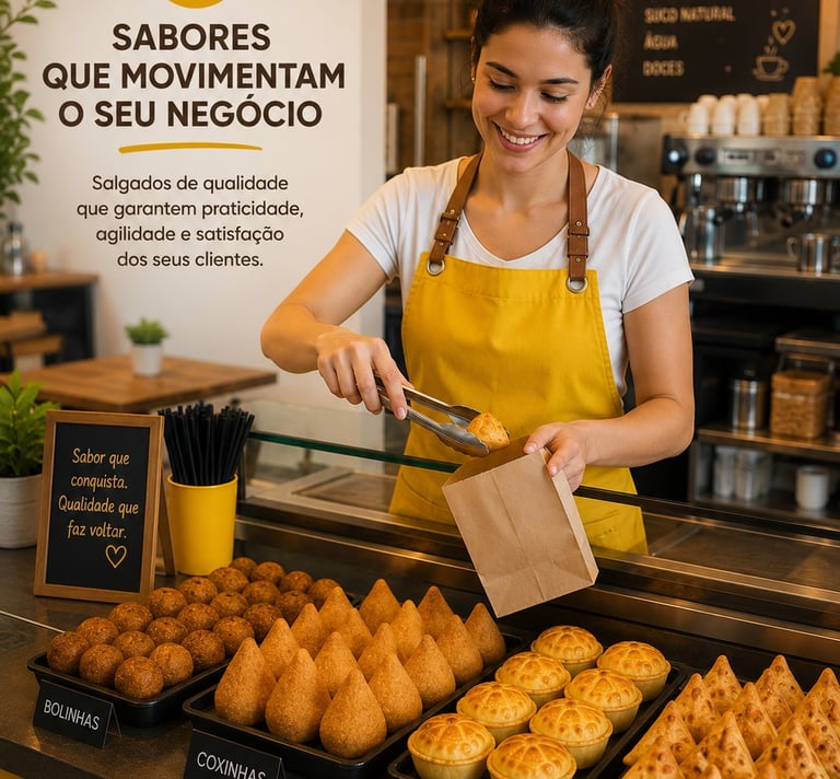 Cafeterias e lanchonetes abastecidas com salgados congelados | Reino dos Sabores