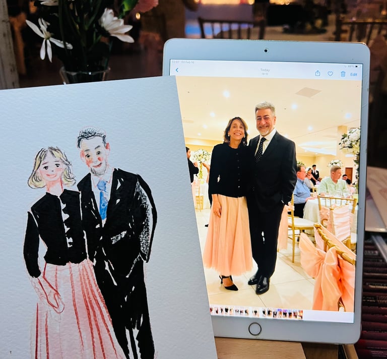 Wedding guest portrait, wedding painter 