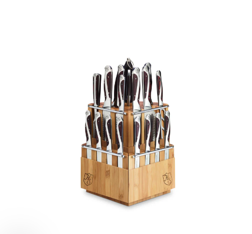 21-piece Hammer Stahl knife set with bamboo block, non-toxic German steel