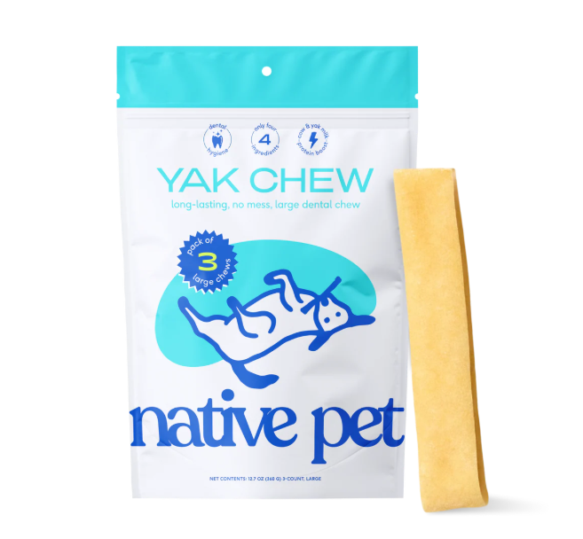 Native Pet Yak Chews made of hard smoked cheese for long-lasting dog mental enrichment