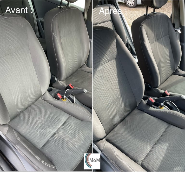 Nettoyage en profondeur de siège de voiture ford avec shampouineuse m&m services pro rouen