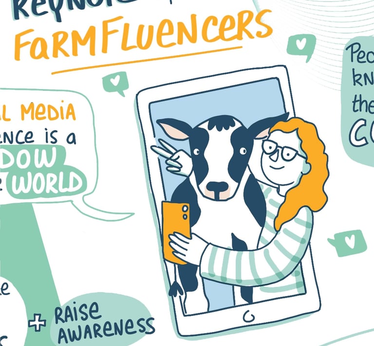 a woman making a selfie with a cow