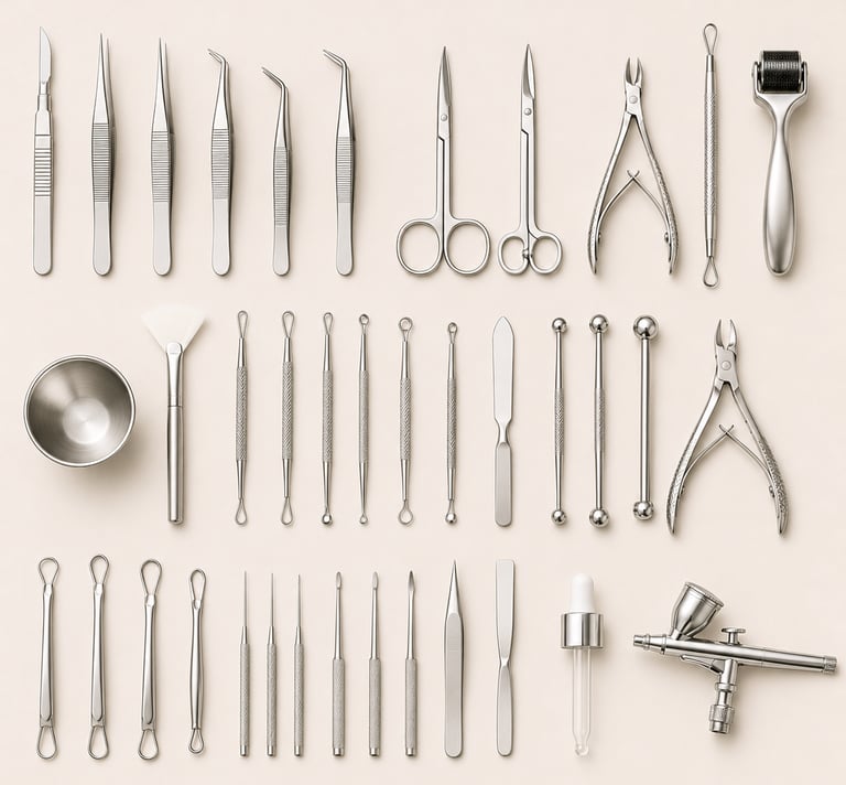 Professional cosmetic instruments for aesthetic and beauty procedures