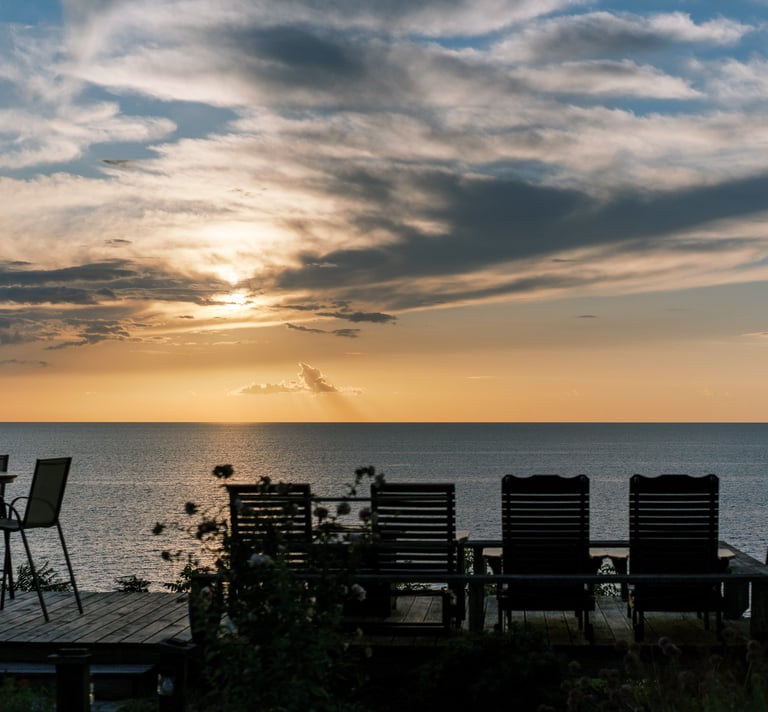 Sunset over Lake Michigan from the South Cliff Inn's Sunset Deck