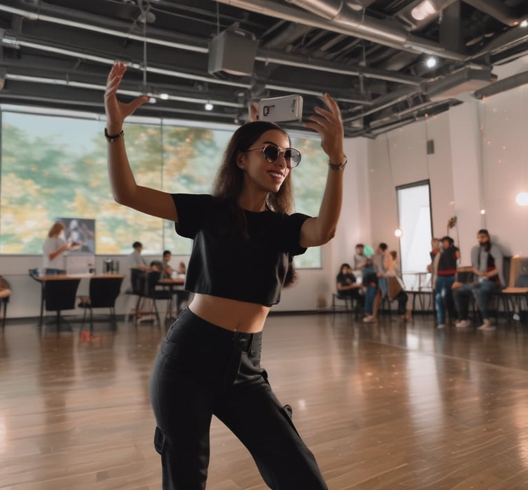 menina dancando like studios filmando