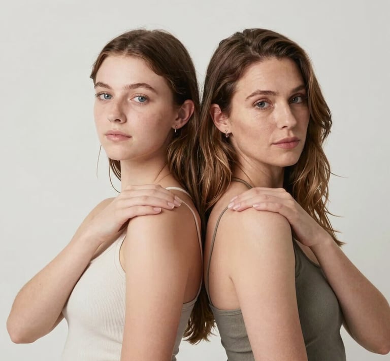 A stylish, neutral-toned living room is shown.