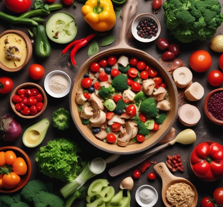 A vibrant display of fresh fruits and vegetables symbolizing healthy nutrition.