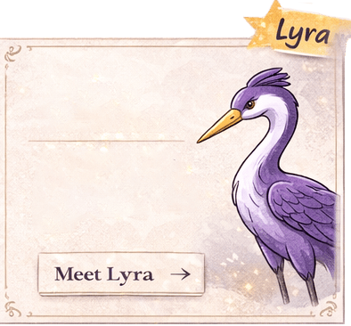 The Artisan Lab Designs mascots Milo and Lyra sitting together in a dreamy setting