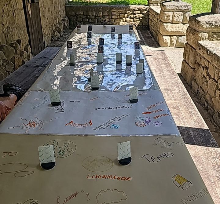 a table with a chess game on it