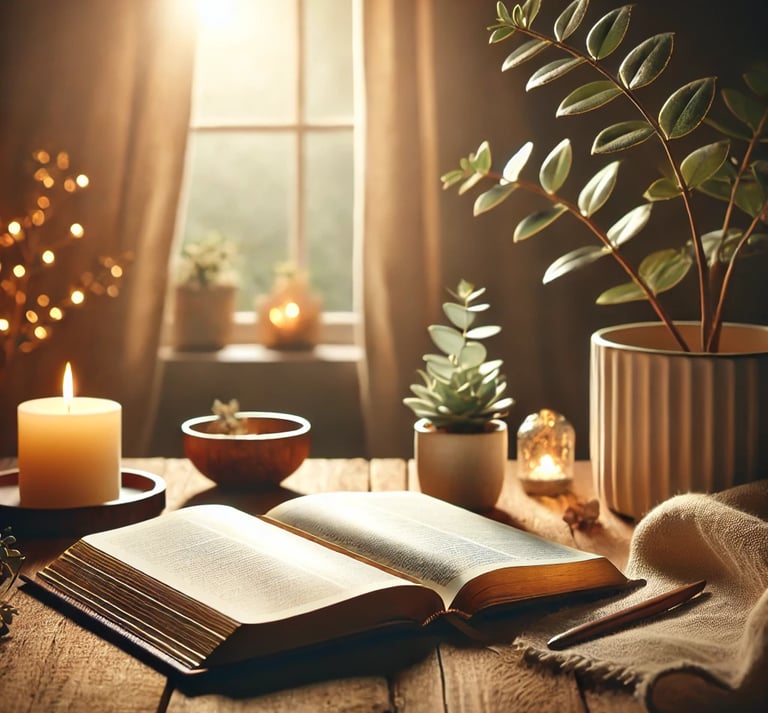 Espace pour ce connecté a l'essentiel avec une bible ouverte 