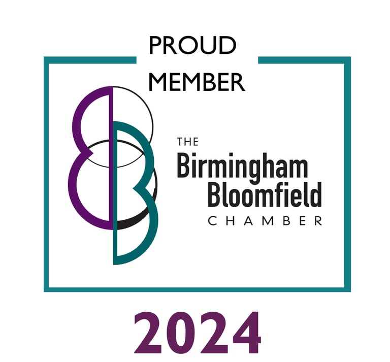 the logo of the Birmingham Bloomfield Commerce Chamber, showing the pride of its members