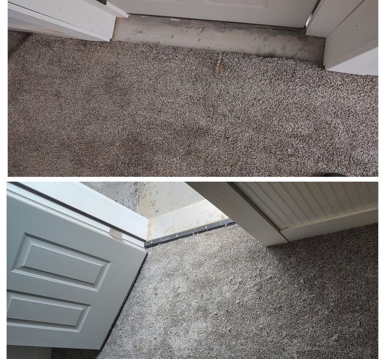 A remodel left this dooway bare In Price, UT, flooring R&R patched a new piece in.