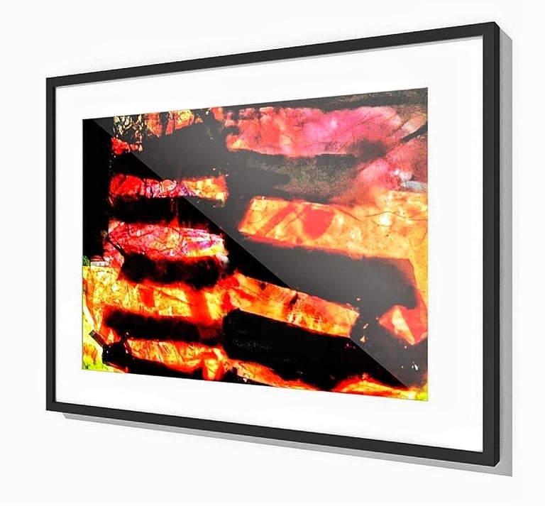 Orange abstract recycled frame print