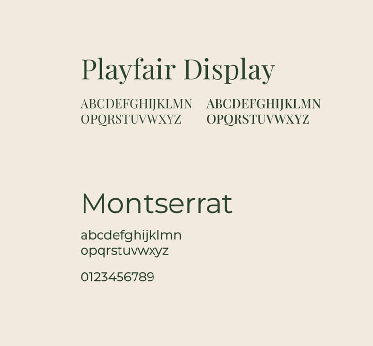 Muestra tipográfica de las fuentes Playfair Display y Montserrat