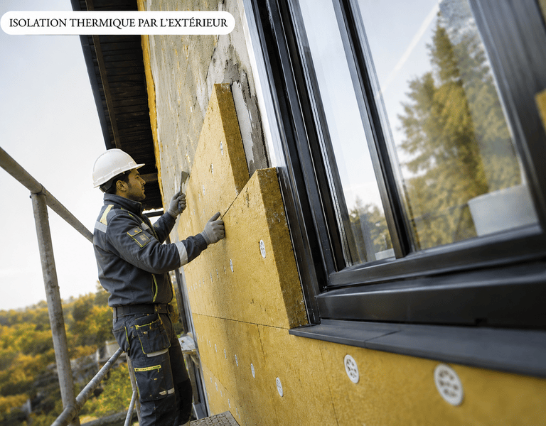 Pose d’isolation thermique extérieure autour des fenêtres