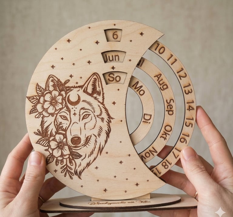 Personalisierter Holzkalender mit Lasergravur – wiederverwendbar, nachhaltig und einzigartig