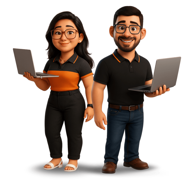 técnico de informática e mulher técnica de informática com notebook na mão