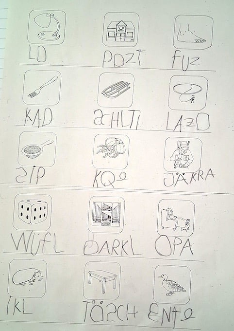 Bild-Wort-Test Schulanfang