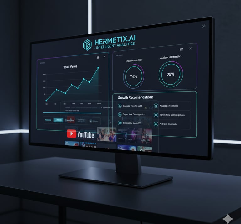 AI analytics dashboard optimizing YouTube performance insights for creators in the best AI course.