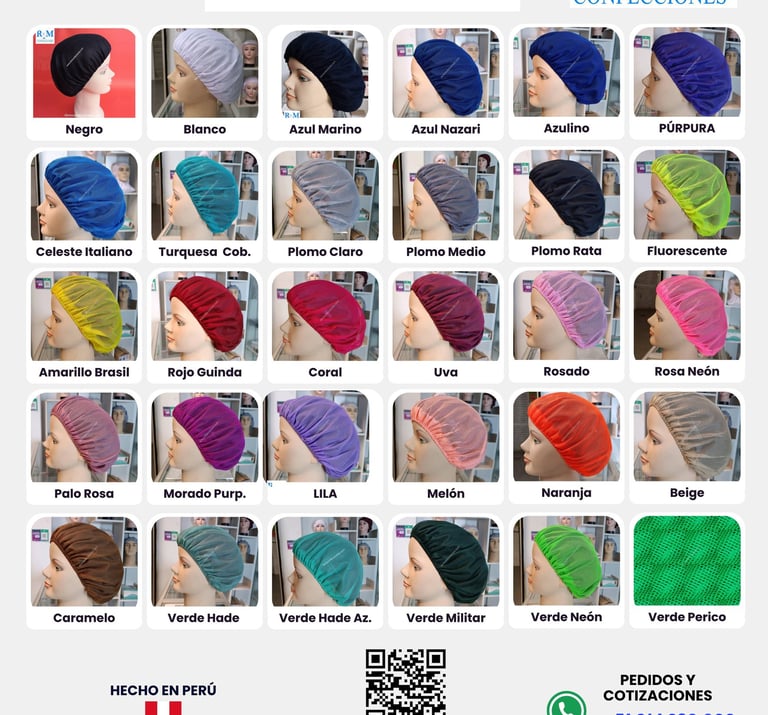 Tocas Reutilizables - Lavables - Tocas Malla- Redecilla - Cofias - Tocas negras - RKM Confecciones