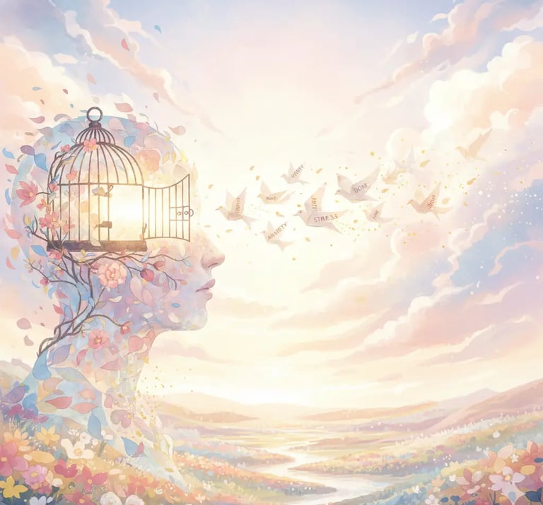 illustration d'un cerveau qui s'ouvre vers le bien être