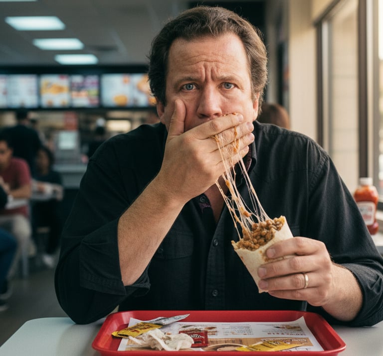 I'm eating a natto burrito. Looks good. It is not.