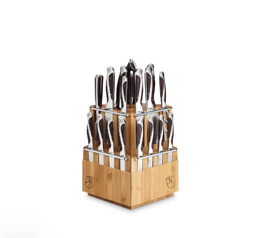 Hammer Stahl 21-piece knife set with bamboo block, forged German steel, no coatings