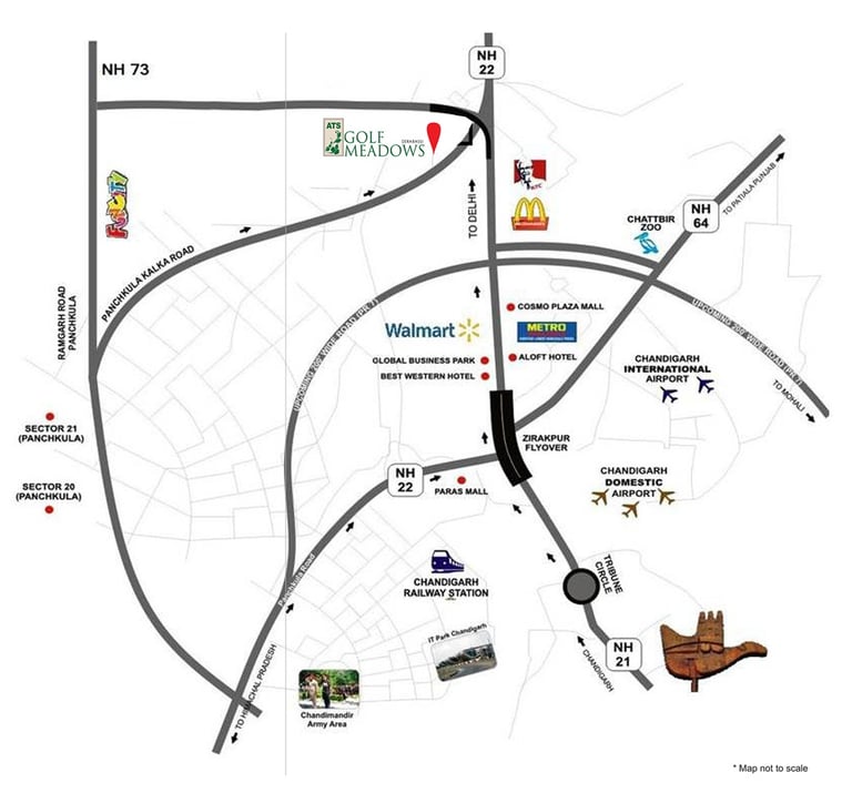ATS Gold Meadows Lifestyle Derabassi Location Map