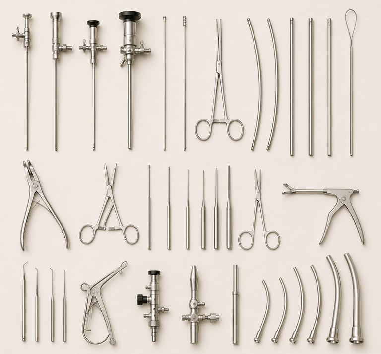 Professional urology instruments for urinary tract procedures