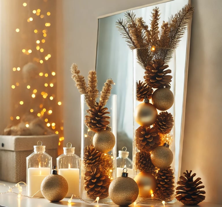 a christmas tree with candles and candles on a mantle