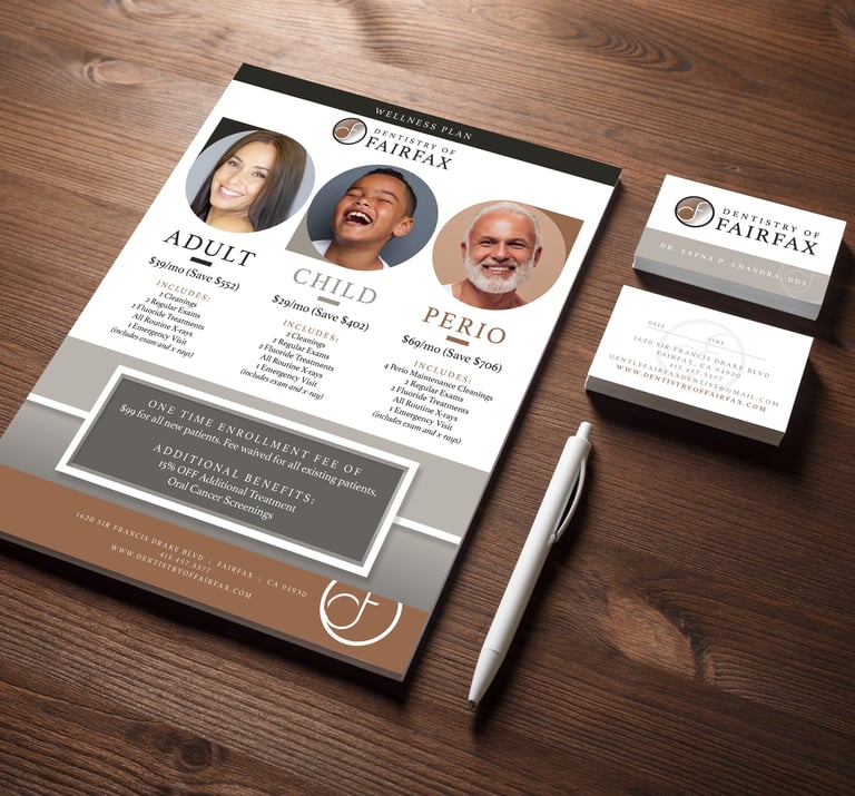 Dentistry of Fairfax stationery and handout