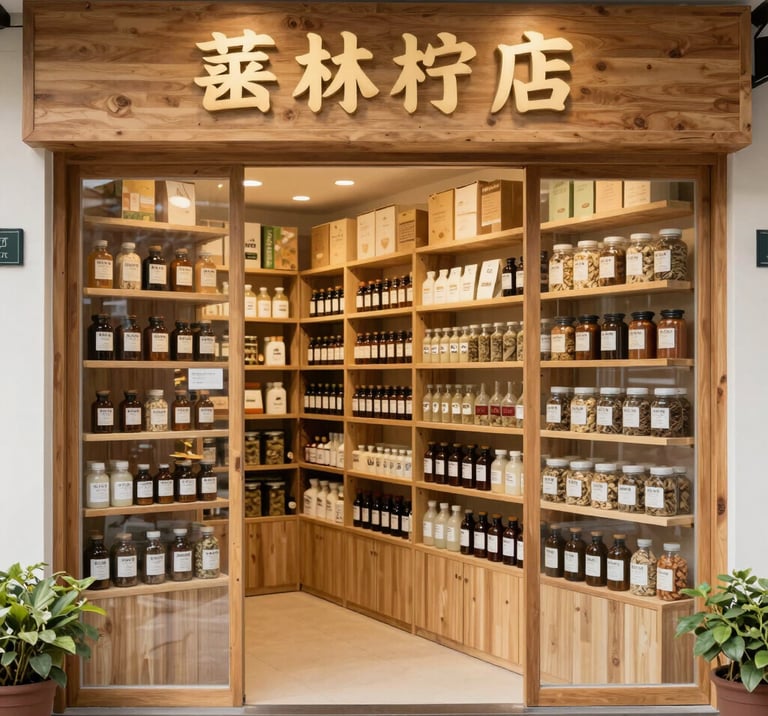 A store front with a cat sleeping on the counter