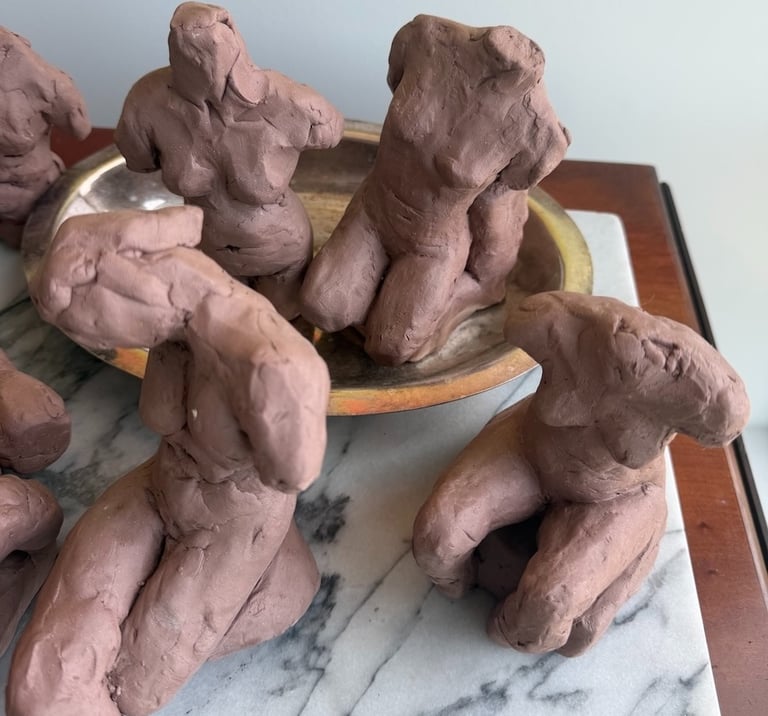 Ceramic figurines, figure sculpture nude women by Eve Hennessa artist