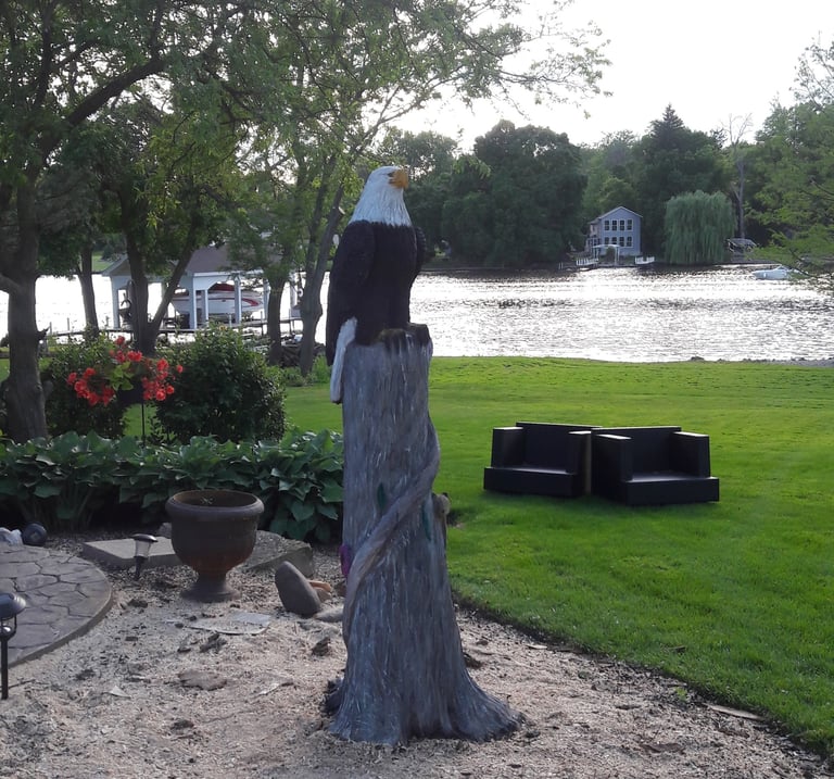 bald eagle tree carving art oak ash recycle