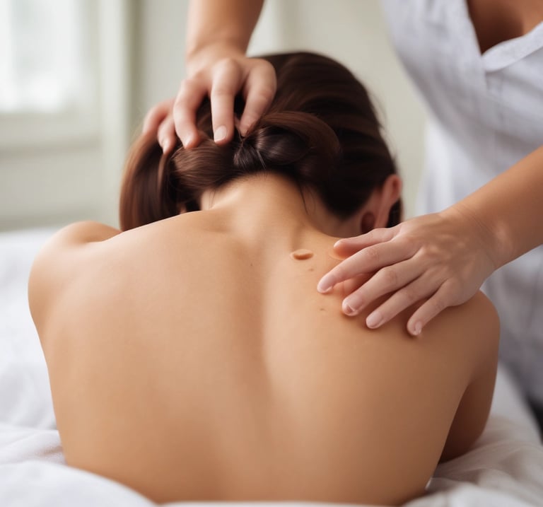 a woman getting a massage at a massager
