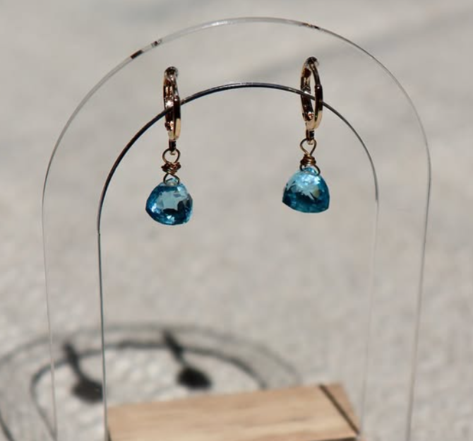 boucles d'oreilles quartz bleu