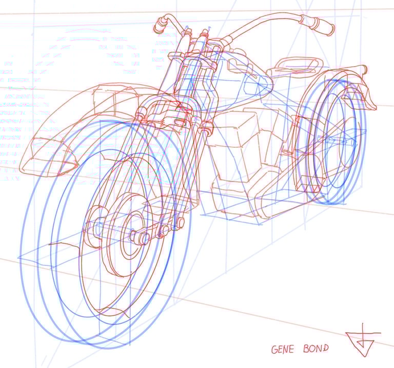 how to draw motorcycles springer fork gene bond