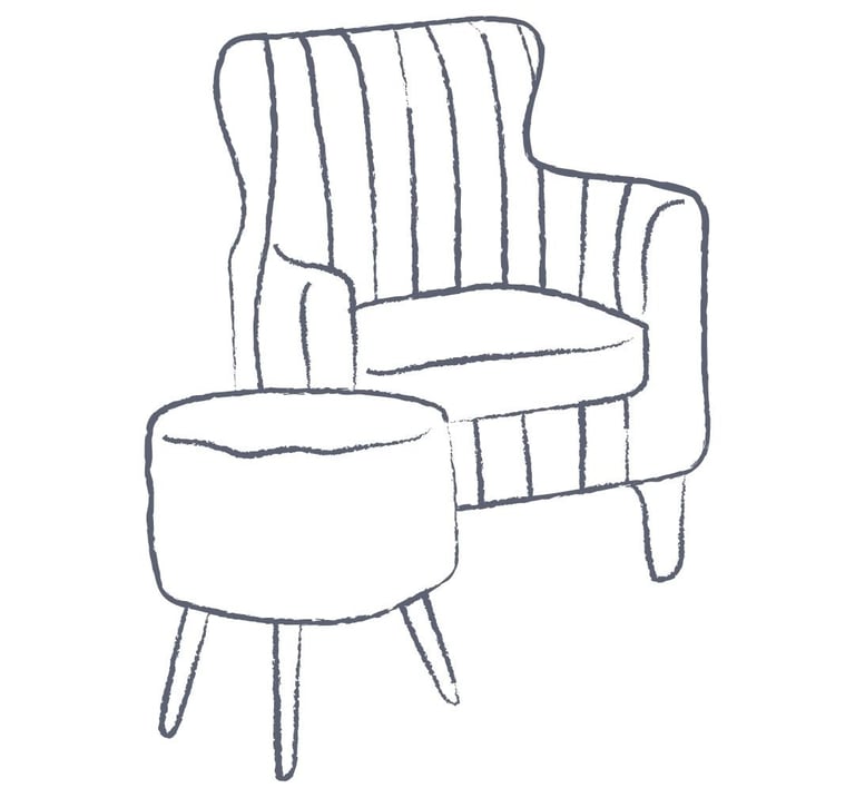 A high backed chair and nearby stool like client progression with support from the therapist