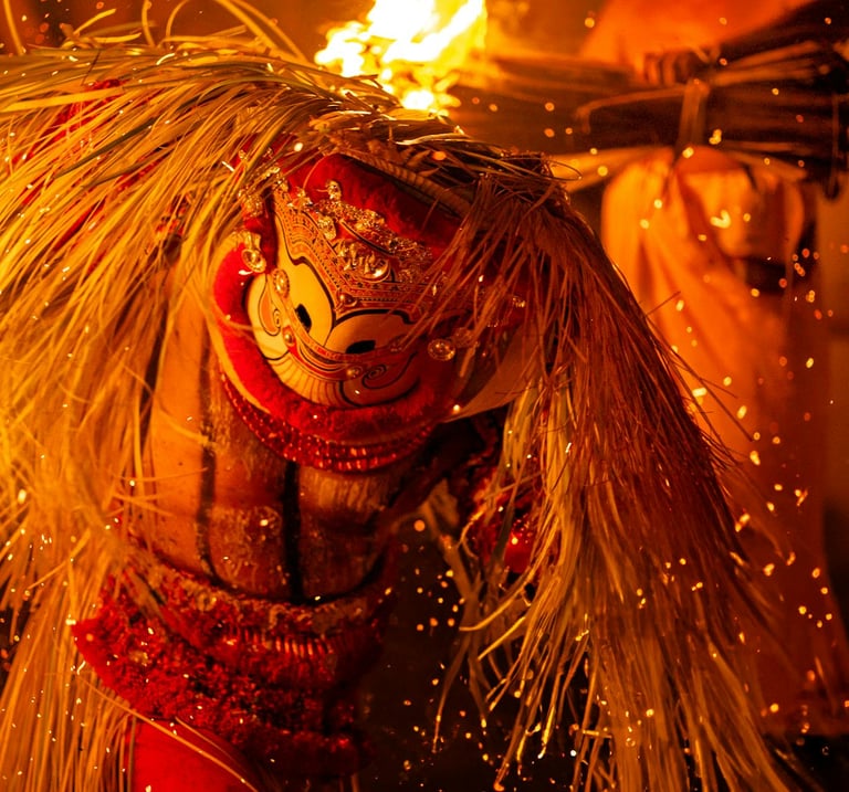 Pottan theyyam in kerala is a ritual dance part of indian festivals.