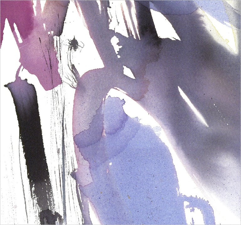 Yuge Kurt, fragment of watercolor painting in art gallery. Canvas for interior. Colorful design