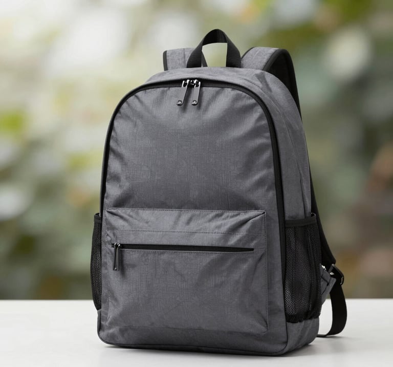 Close-up of a sleek, modern laptop bag with subtle branding on a clean white background.